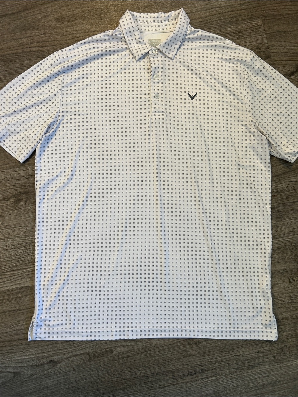 Callaway Opti-Dri Performance Golf Polo Shirt White Geometric Large - Picture 2 of 7